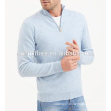 Camisola de cashmere ajustada para homens de alta qualidade com fecho de correr Half Front